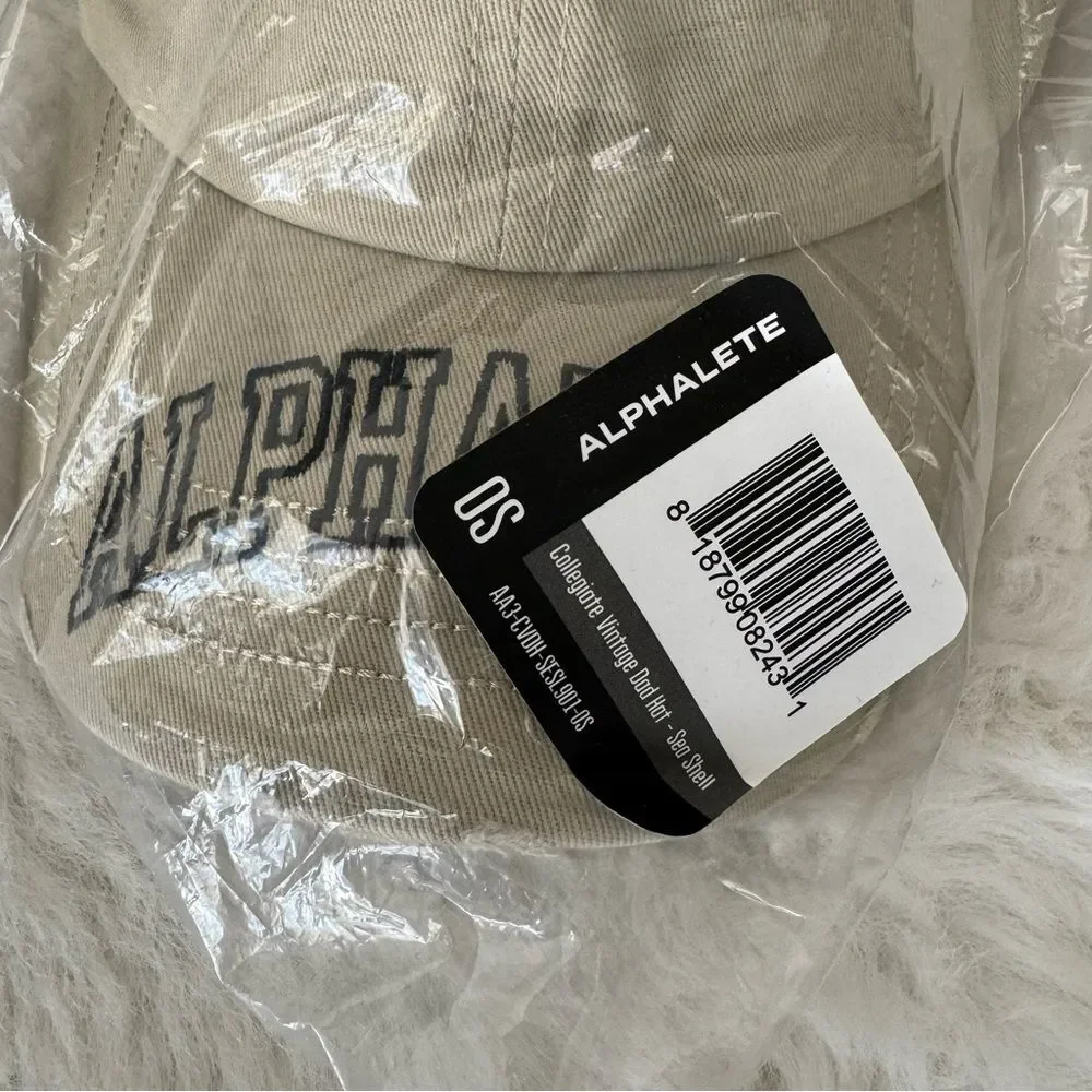 Alphalete COLLEGIATE VINTAGE CAP Unisex Distressed Dad Hat Sea Shell - Picture 2 of 4